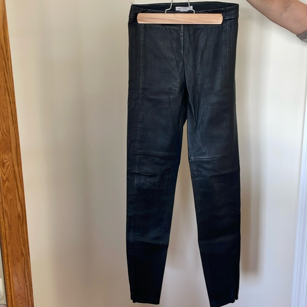 H&M Hm Black Leather Skinny Pants Size 4 Us, 34 Eu